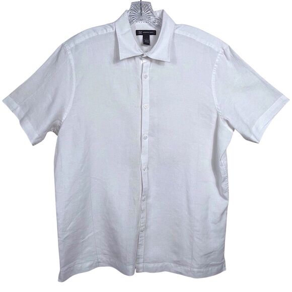 New INC International Concepts Men's Linen Button Down Shirt Size Large White - Picture 1 of 14